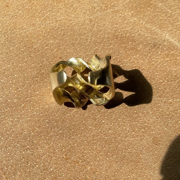 Vintage gold brass twist chunky boho ring statement - Picture 4 of 7